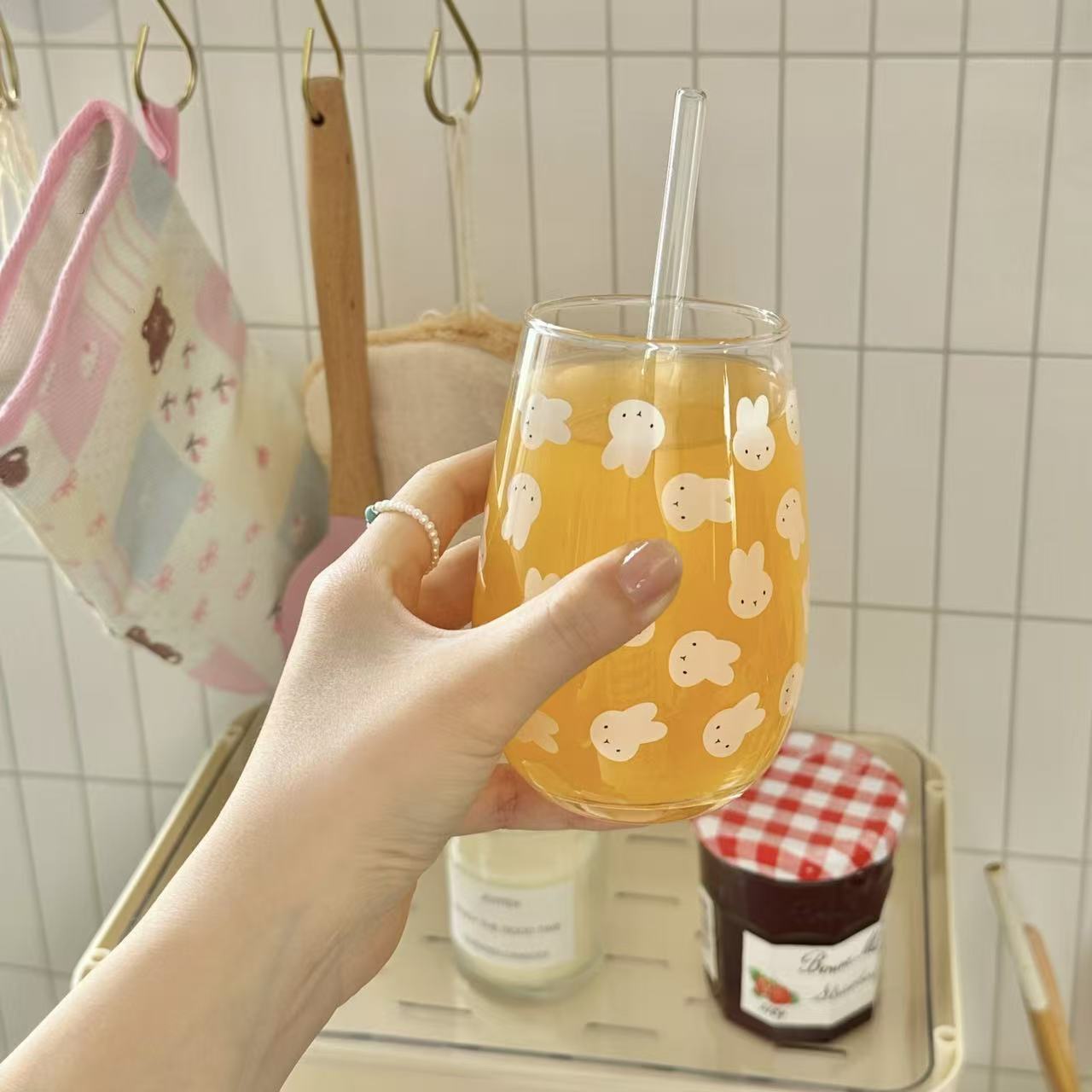 Cute Miffy Rabbit Printed Glas - Coffee Tea & Jane review and price